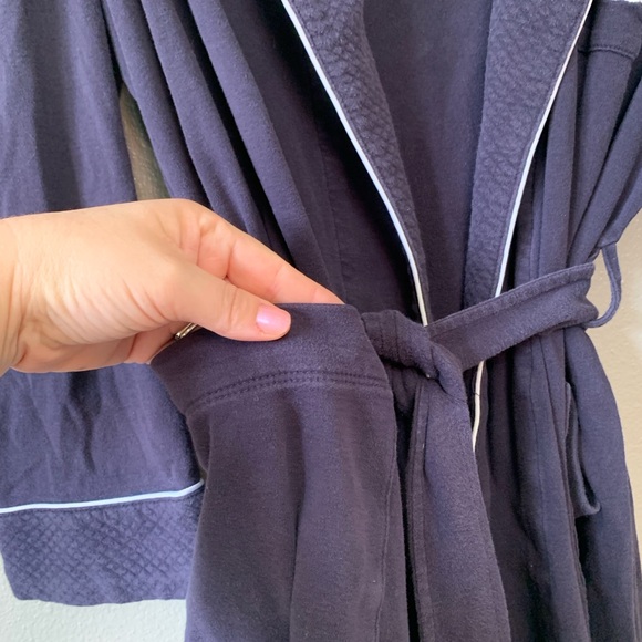 Ralph Lauren Blue Plush Robe with Shawl Collar and Tie Belt - Picture 4 of 5